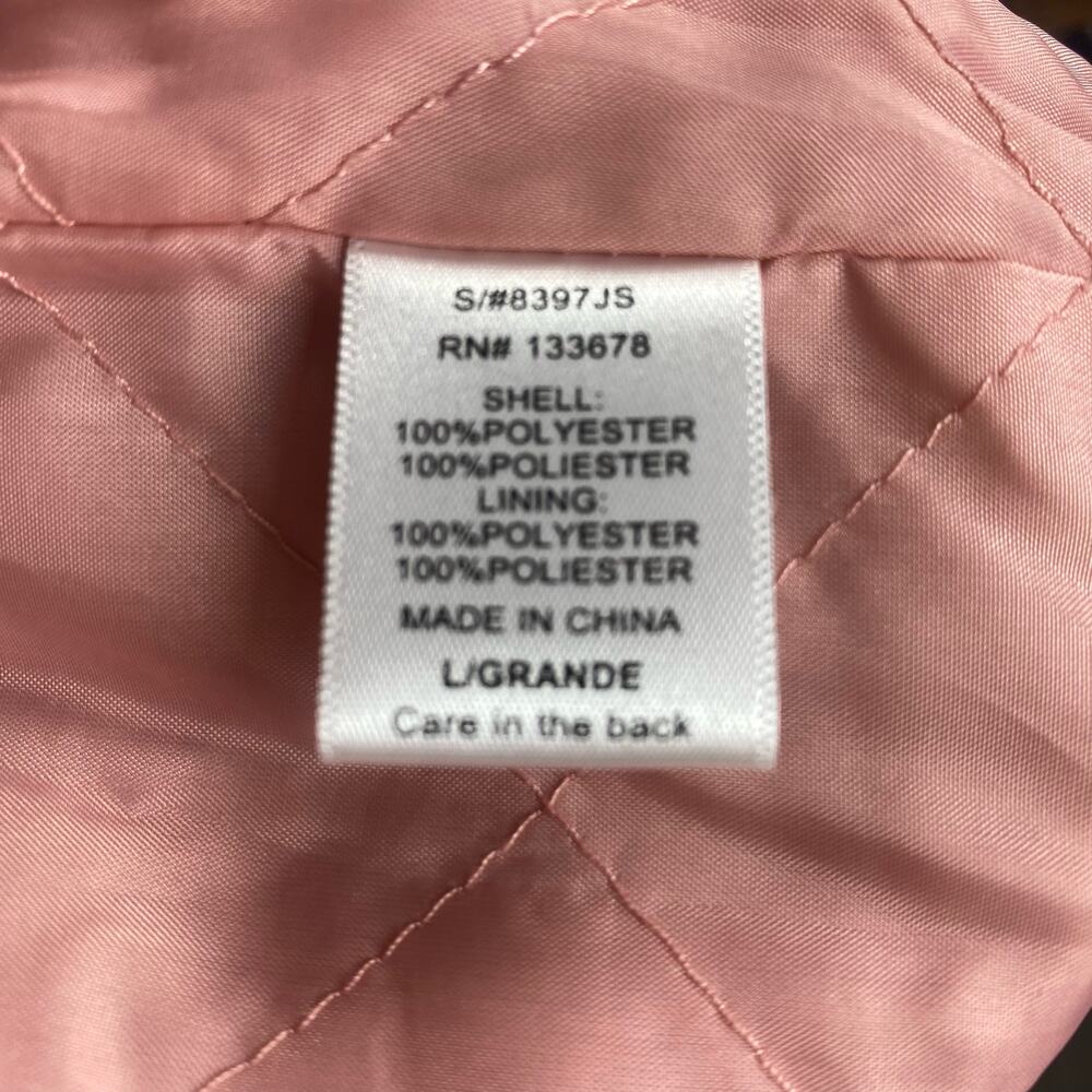 Love Tree Shiny Zip Up Bomber Jacket Pink Sheen Womens Size Large - Picture 6 of 15